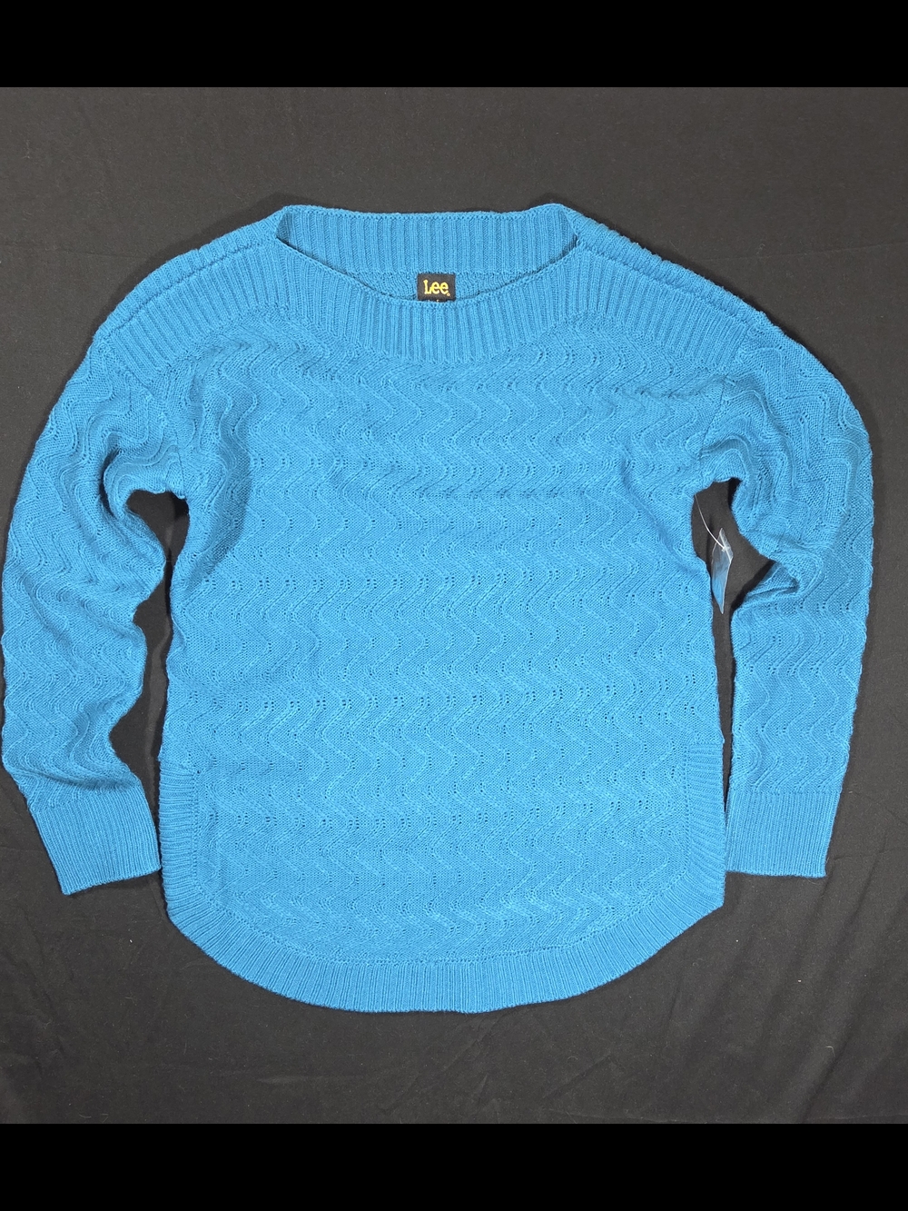 Lee Bright Turquoise Crewneck Cable Knit Sweater